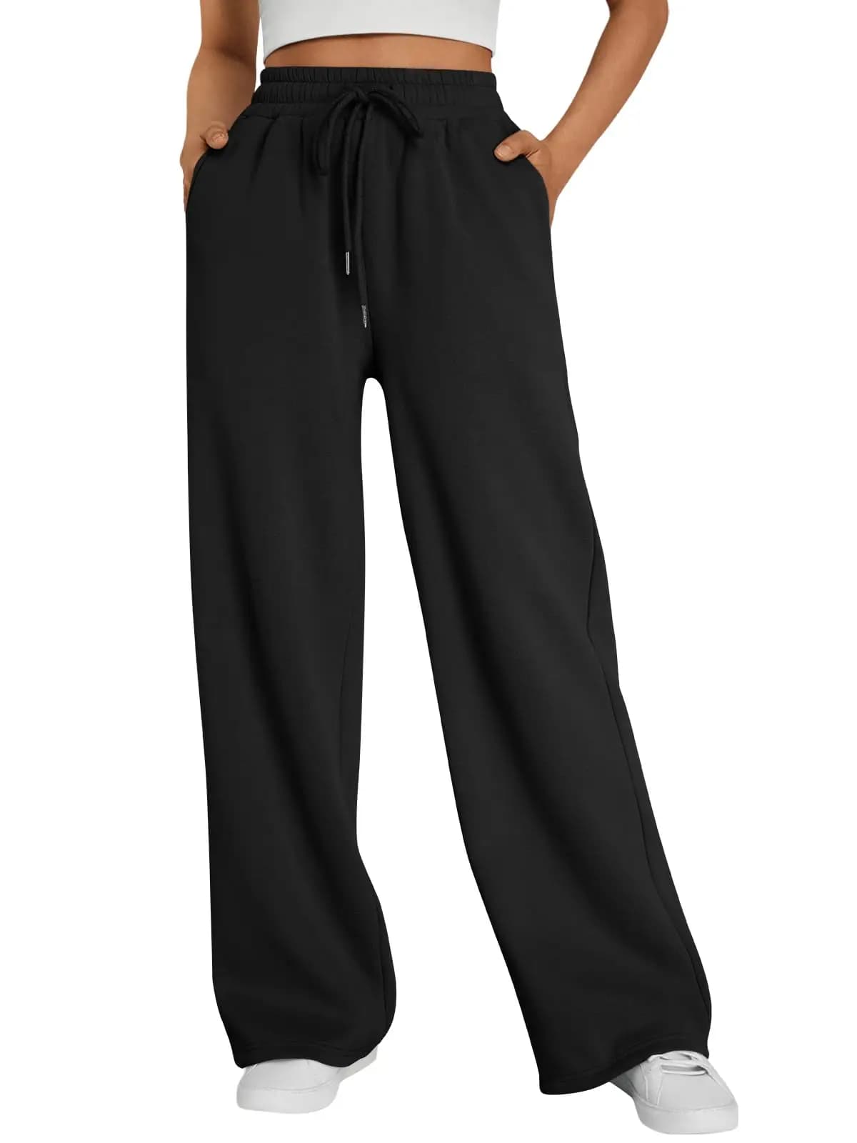 Nouveau pantalon large pour femme 2026, taille européenne, avec poches latérales, taille élastique, 