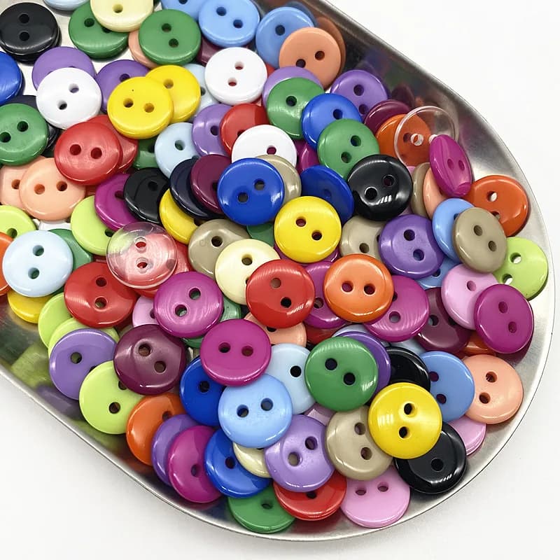 Boutons à pain ronds en résine, 50 pièces, 11.5mm, couleurs, Double œil, boutons de couture, bricola