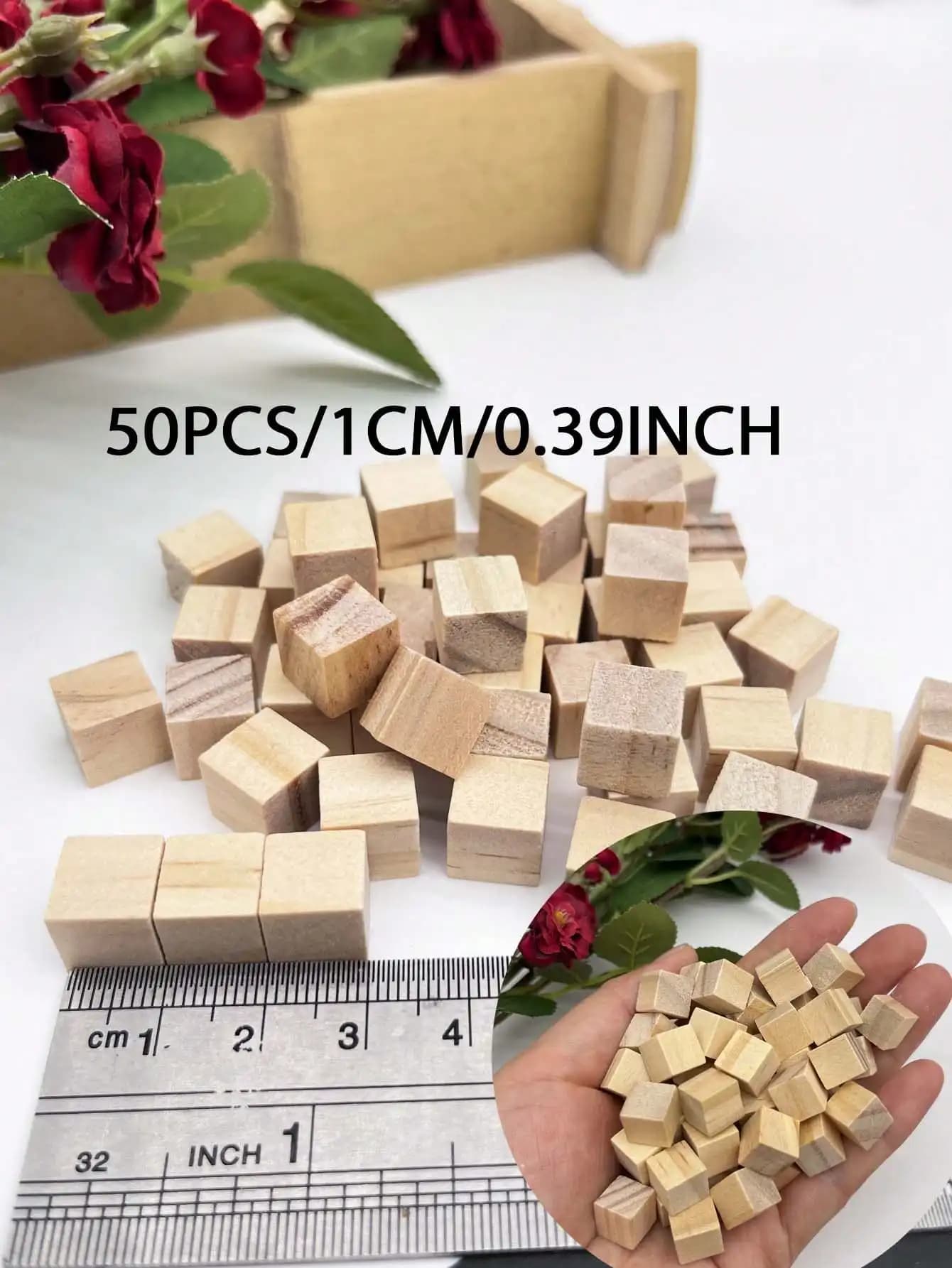 Blocs en bois inachevés, 5 tailles, grands/petits, Cubes en bois pour bricolage, artisanat et fabric