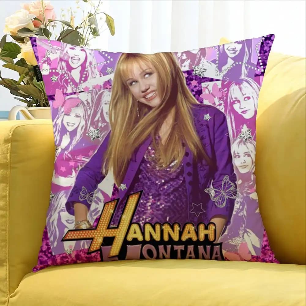 Housse de coussin carrée H-Hannah M-Montana de différentes tailles pour la décoration de la voiture,
