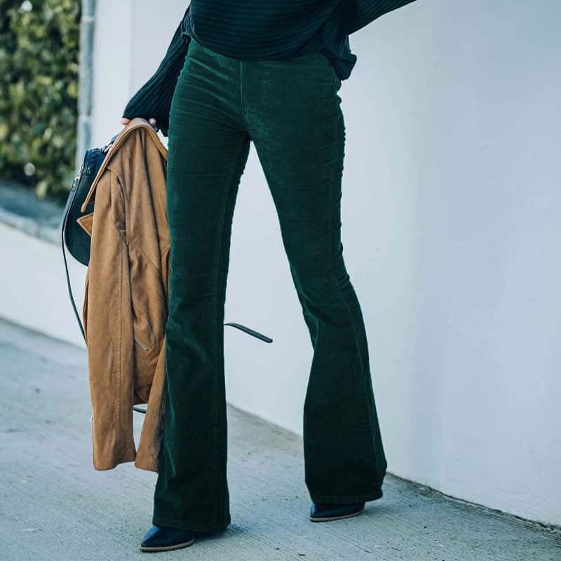Pantalon évasé taille haute pour femmes, Vintage, élégant, en velours, esthétique, Sexy, slim, en ve