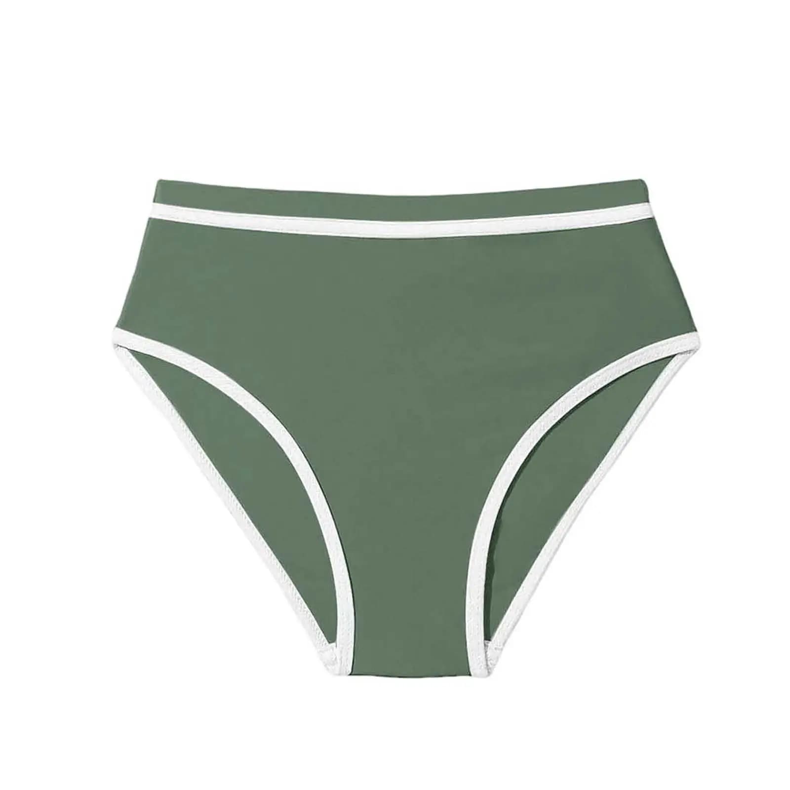 1 pièce Culotte de maillot de bain menstruel pour filles, taille haute, couvrante, style bikini, pou