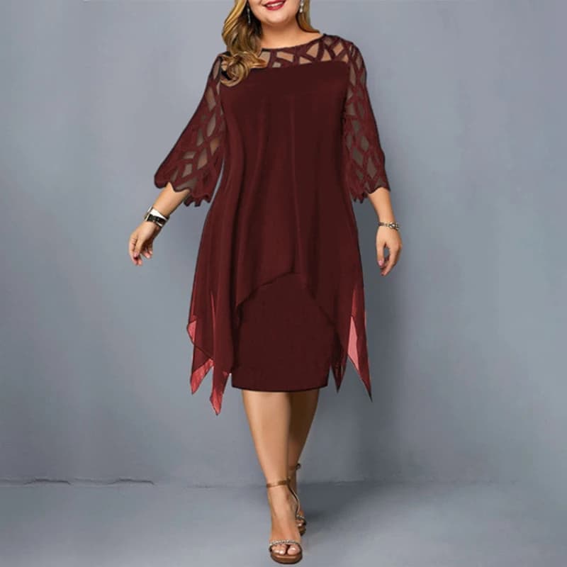 Nouveau élégant dentelle maille grande taille Robes femmes Sexy évider robe surdimensionnée ample dé