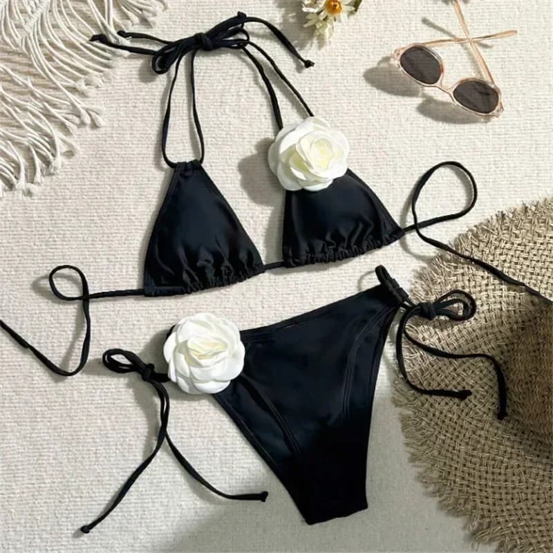 Maillot de bain sexy pour femmes, ensemble deux pièces, rose, bikini, culotte tanga, style brésilien