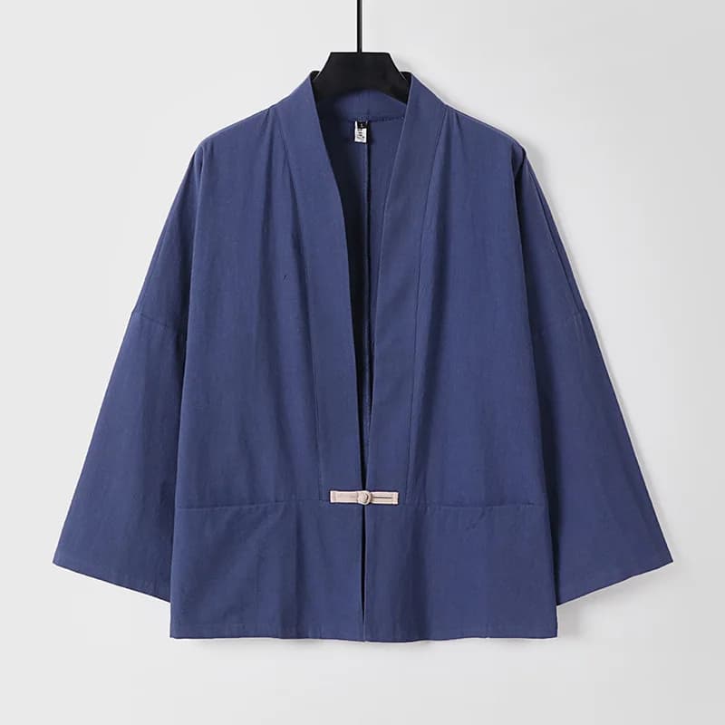 Kimono japonais pour homme, grande taille 3XL-9XL, veste cardigan en coton et lin, manteau kimono yu
