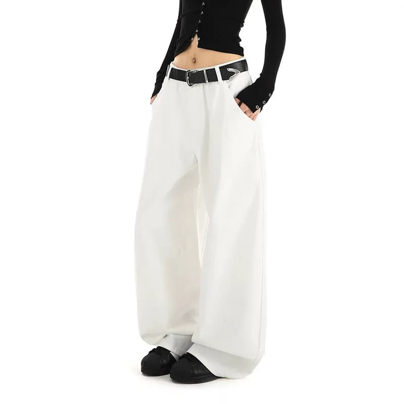 Jean blanc pour femmes, Baggy Y2K, Vintage, taille haute, droit, Streetwear, décontracté, ample, gra