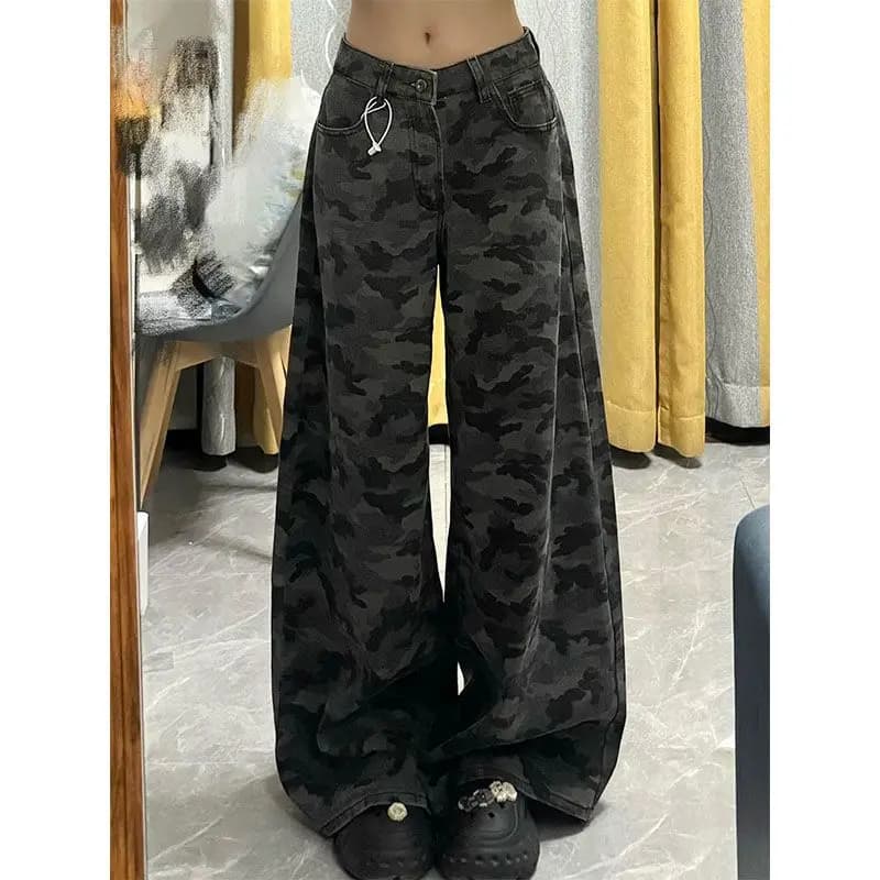 Solomon-Jean Américain Ample à Jambes Larges pour Femme, Pantalon Cargo Droit, Style Épice, Nouvelle