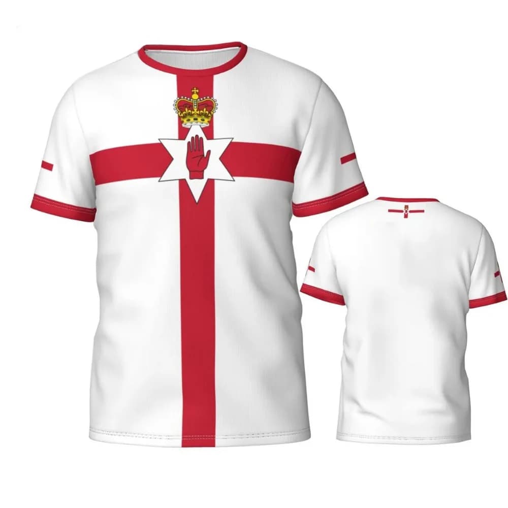 Irlande du nord Drapeau 3D Imprimé T Shirt D'été Nouveaux Sports Football Maillots Pour Hommes À La 