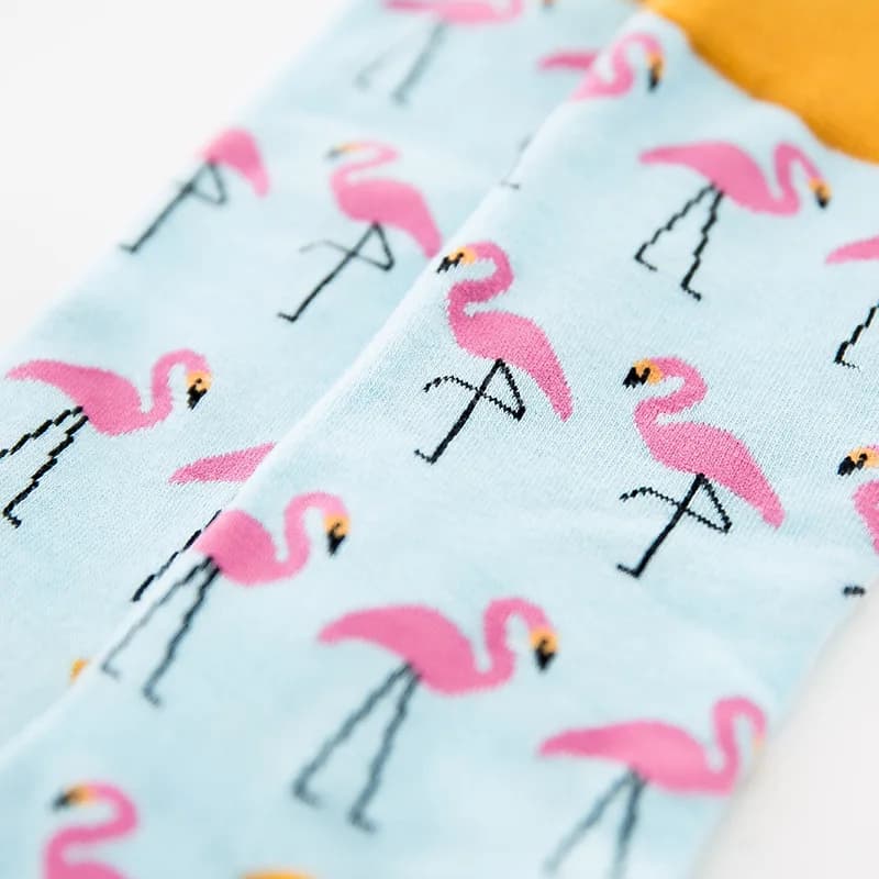 Cool flamants Jacquard drôle oiseau rue heureux chaussettes hommes Hip Hop équipage Harajuku Diverti