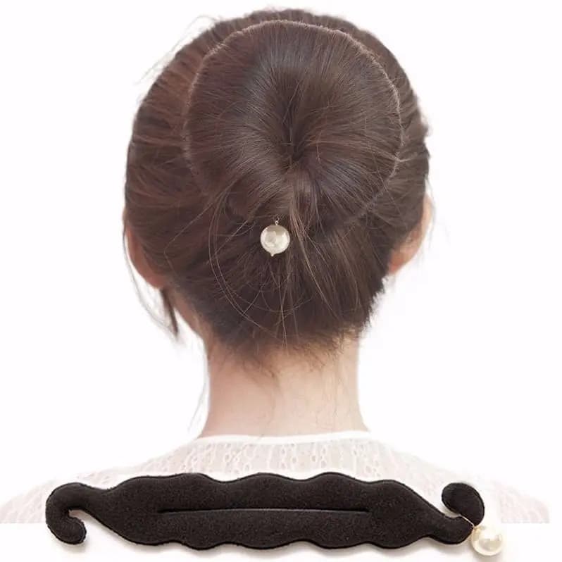 Simply Bun Hairstyle for Women, Braiding Hair Ball Tool, Sponge, Double Hook Hair Stick, Pearl Ring,