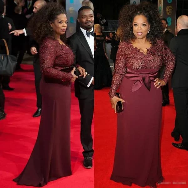 Robes mère de la mariée grande taille, en dentelle bordeaux, manches longues, col en V, tapis rouge,