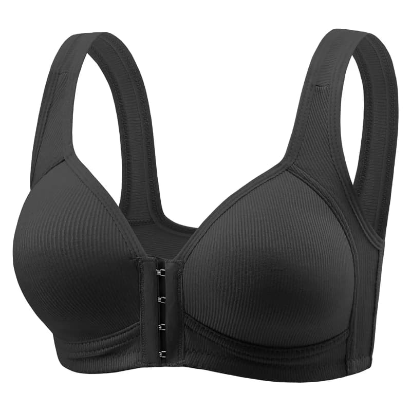 Soutien-gorge pour femmes sans armatures, fermeture devant, couleur unie, couvrant entièrement, bonn