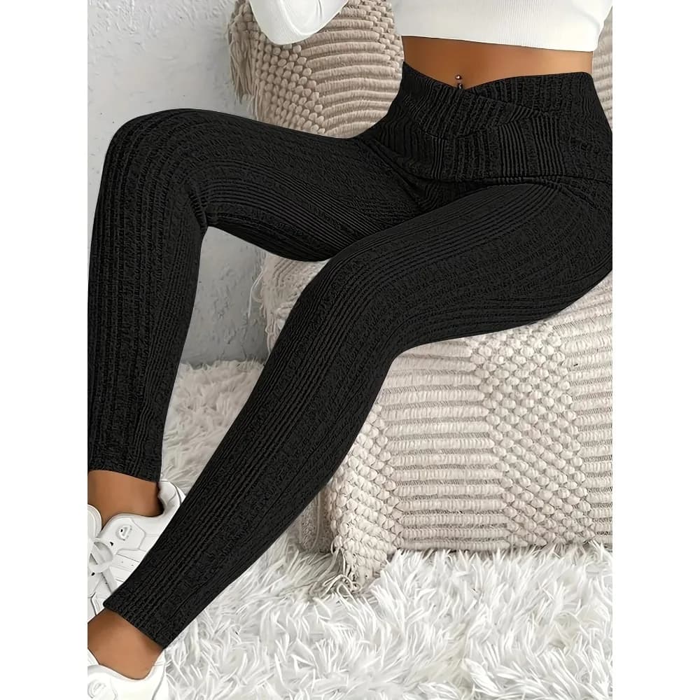 Grande taille 1XL-5XL mode femmes couleur unie rayé automne Leggings dames décontracté minceur colla