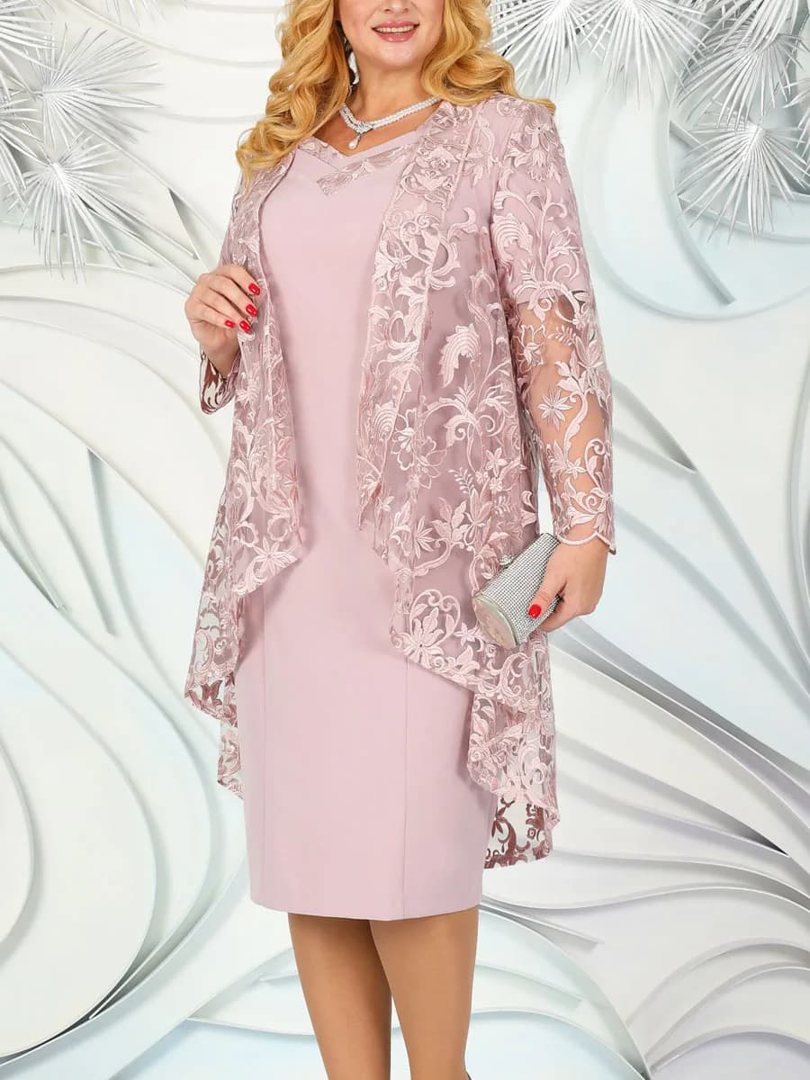 Deux pièces grande taille robe de bal femme automne hiver broderie florale mère robes de mariée cour