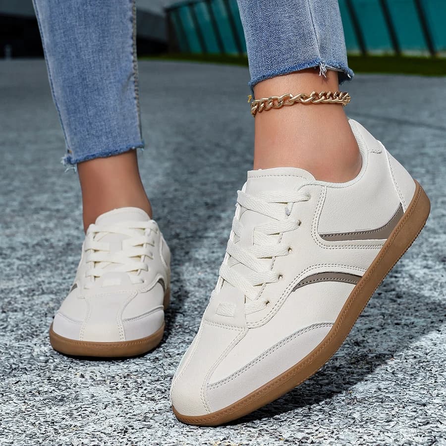 ELUVA – chaussures en cuir PU pour femmes, plates, respirantes, de haute qualité, à lacets, conforta