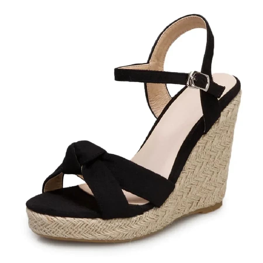 Grande taille femmes gladiateur sandales à talons compensés haut talon épais rouge noir bleu décontr