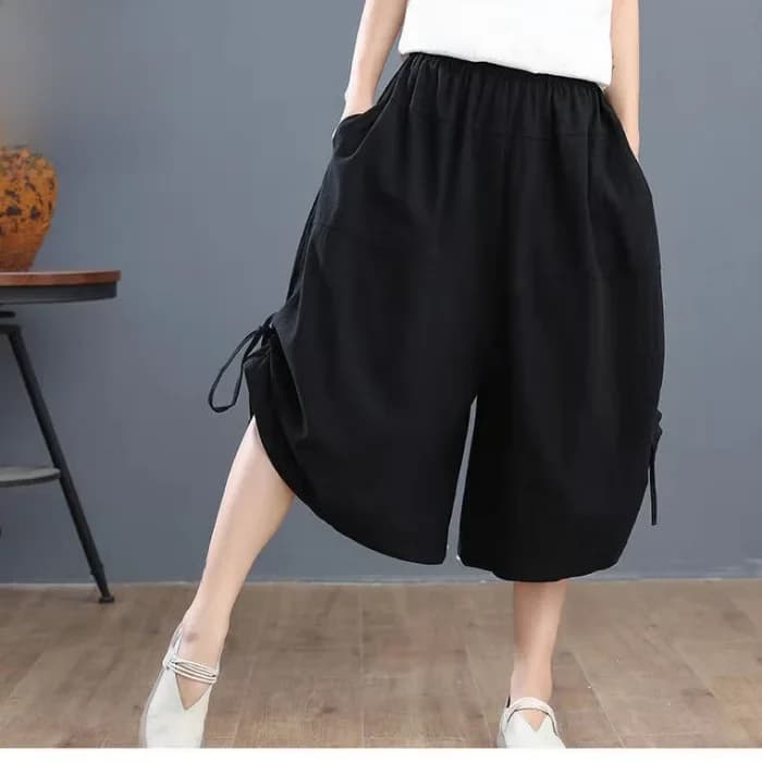 Jupe-short évasée taille élastique pour femme, coupe ample, 200 kg, style pantalon 7/8, collection é