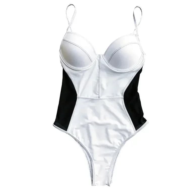 Maillot de bain une pièce sexy noir respirant pour femme avec push-up et résille – Nouveauté