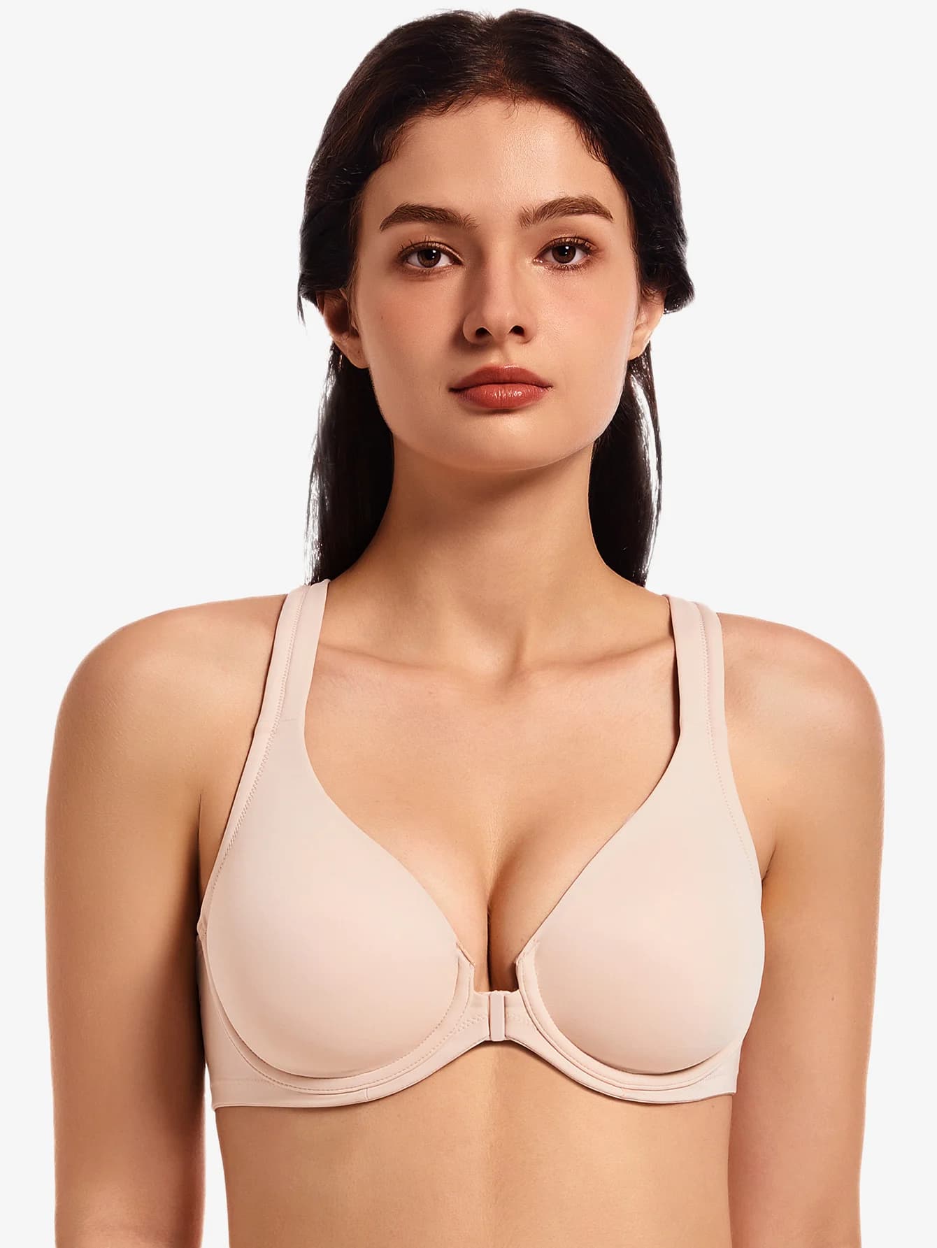 Meleneca-Soutien-gorge plongeant sans doublure pour femme, soutien-gorge à armatures sans couture, c