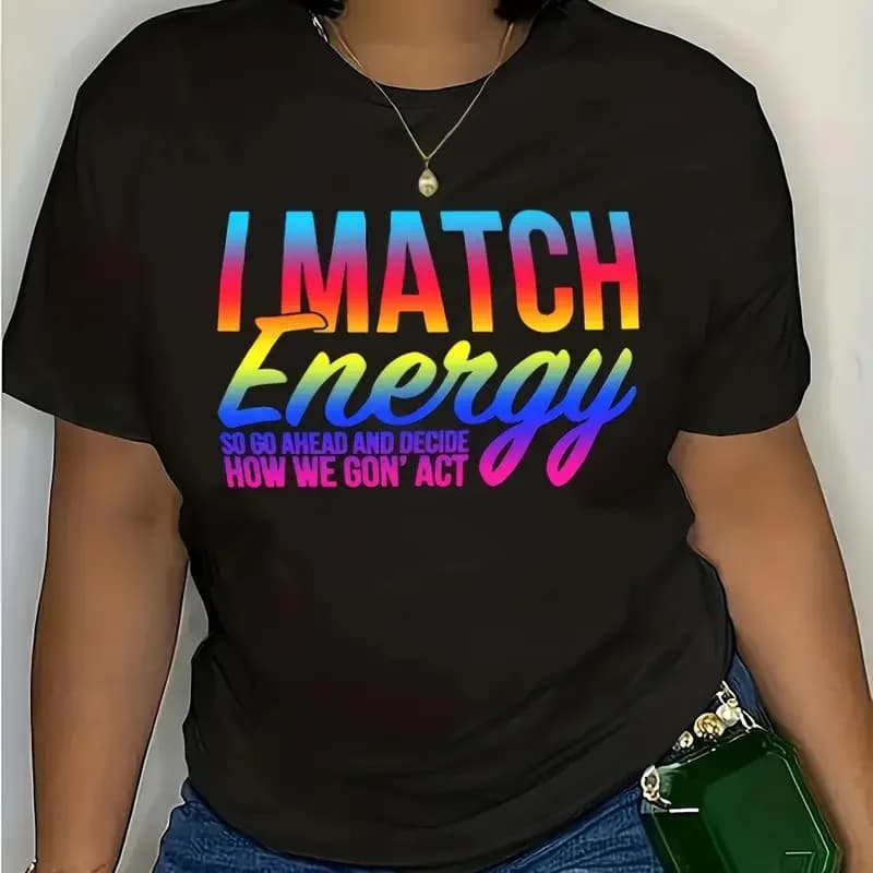 T-Shirt à Manches Courtes et Col Ras du Cou pour Femme, Vêtement Décontracté avec Lettres Imprimées,