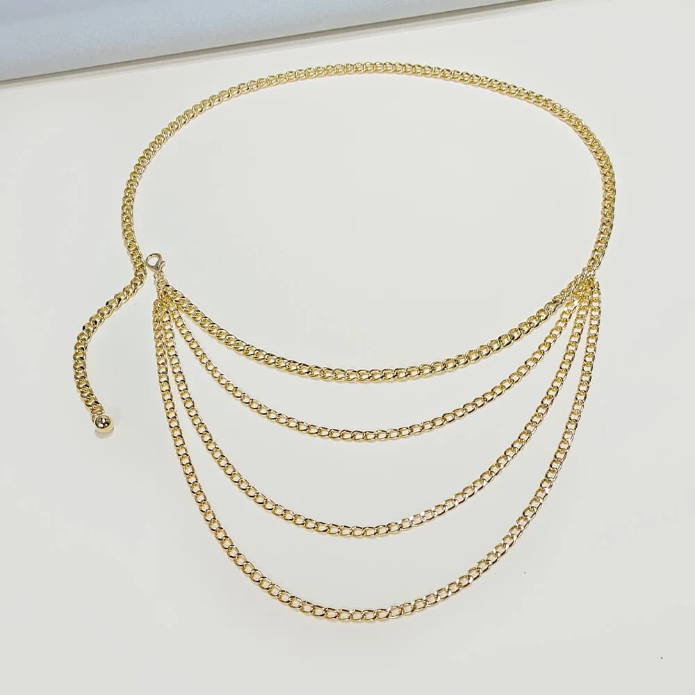 Chaîne de taille dorée à pampilles pour femme, bijou de corps bohème, ceinture de robe, chaîne de je