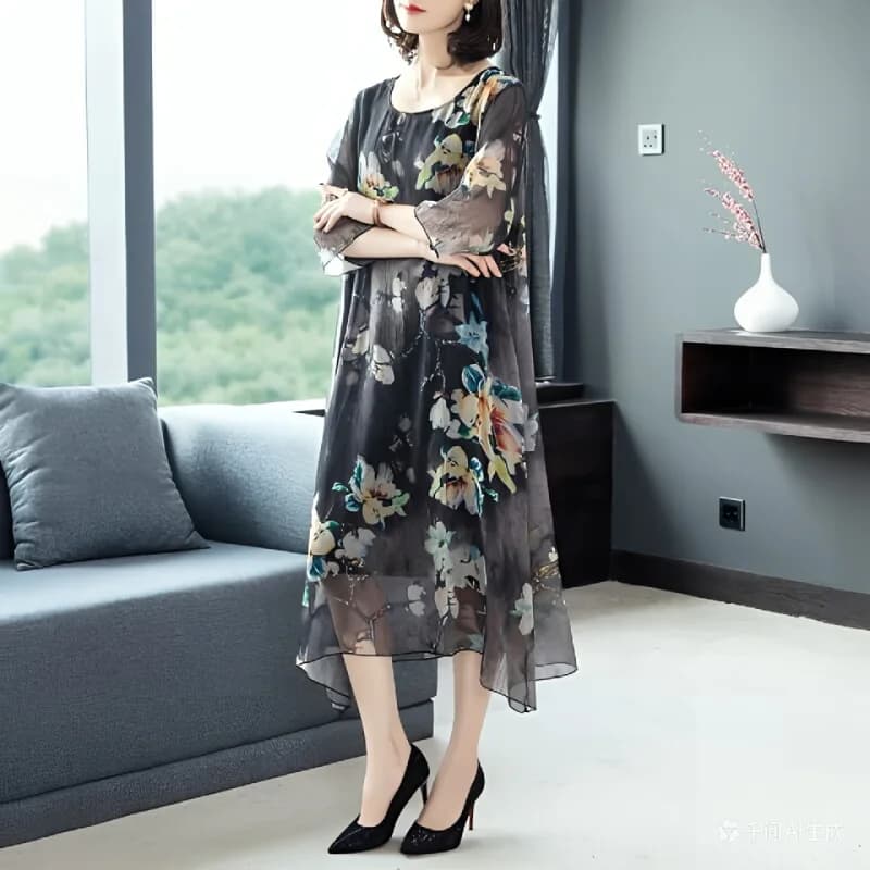 Robe midi grande taille pour mères d'âge moyen, nouveau style d'été, robe en tulle, cache-ventre, am