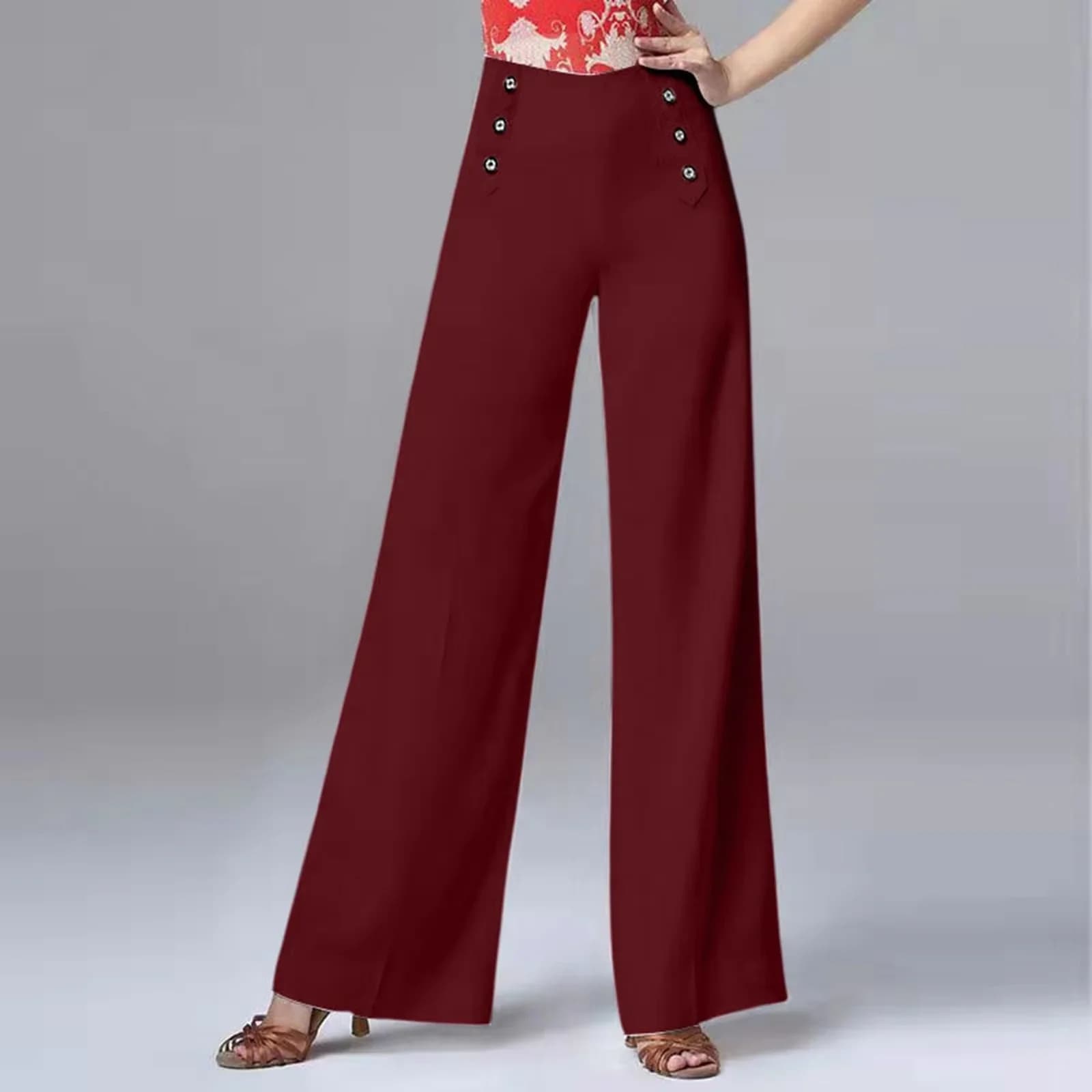 Pantalon de danse taille haute pour femmes, jambes larges, amincissant et polyvalent, bas pour femme