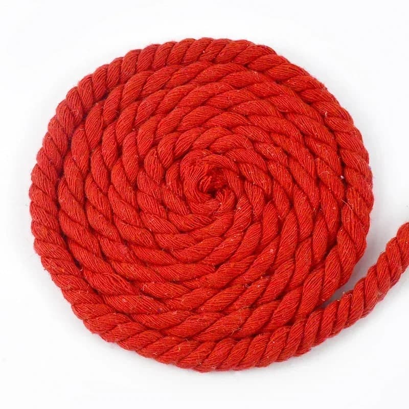 Cordes en coton rouge de 5 mètres, 5-20 mm, 3 brins torsadés, pour sangle de sac à bandoulière, cord
