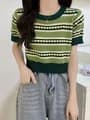 T-shirt en tricot vert avocat, chemisier à manches courtes, fil de glace, mince, ample, court, grand