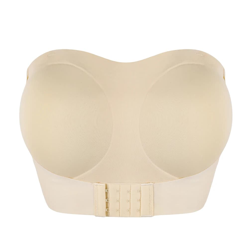 Soutien-gorge rembourré sans bretelles pour femmes, sans couture, bouton avant, bandeau croisé, conf