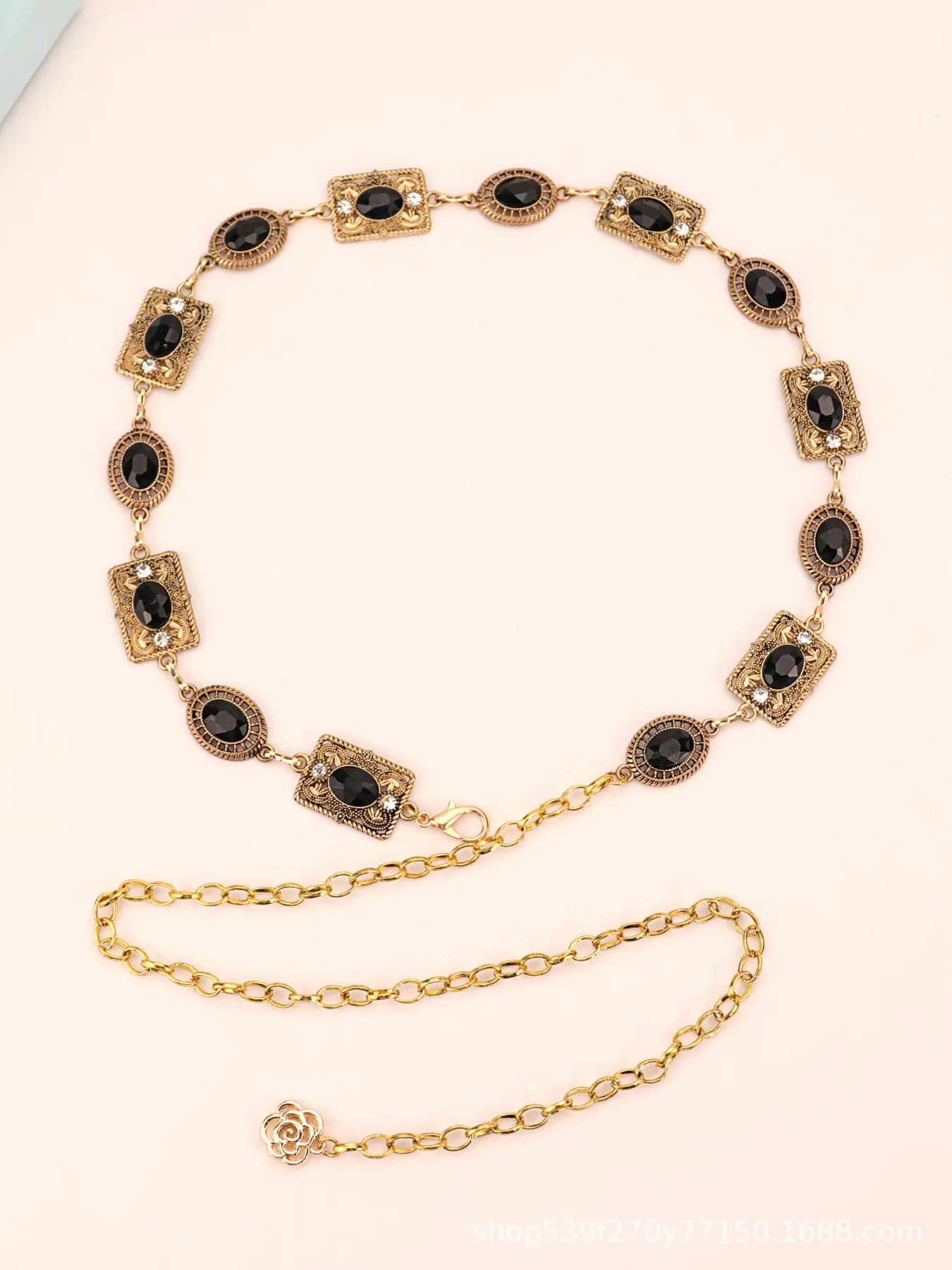Chaîne de taille pour robe femme, ceinture en métal doré et argenté avec chaîne ovale sculptée et st