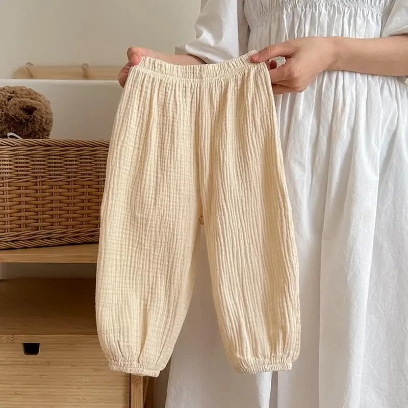Pantalons simples pour enfants, couleur unie, vêtements d'été, fins, amples, Anti-moustiques, bouffa