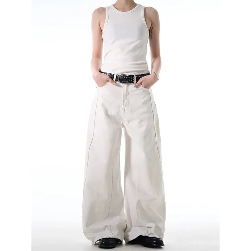 Jean blanc pour femmes, Baggy Y2K, Vintage, taille haute, droit, Streetwear, décontracté, ample, gra
