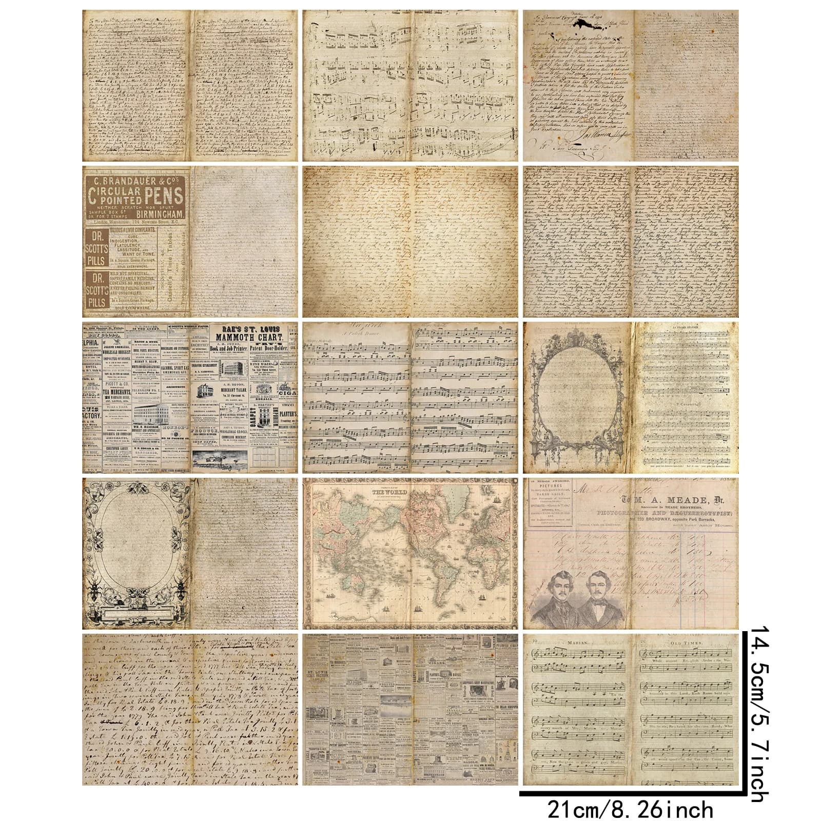 Journal rétro vintage grunge, feuille de mots, fond de musique, planificateur de scrapbooking, taill