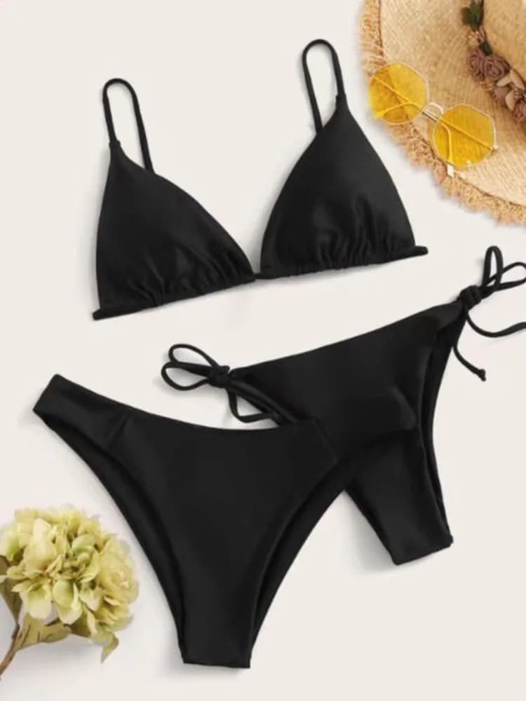 Maillot de bain brésilien Push Up pour femmes, ensemble 3 pièces, Bandage, bicolore, noir, vert, séc