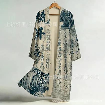 Kimono Cardigan pour Hommes Grande Taille 5XL, Costume Long Japonais de Samouraï, Chemise Kimono Imp