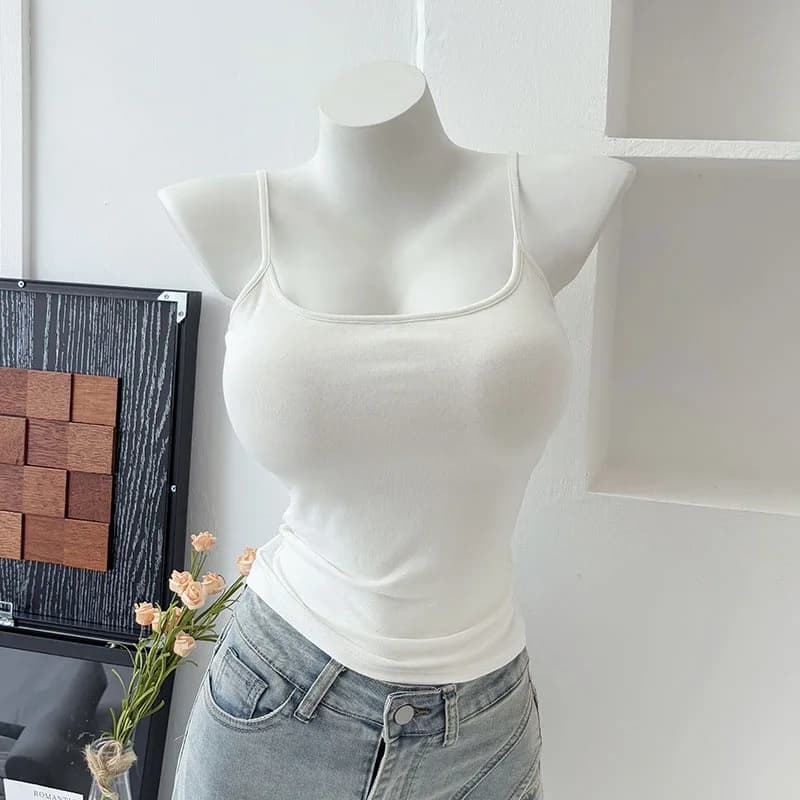 Débardeur en coton pour femme, avec coussinets intégrés pour sublimer le dos, sous-vêtement d'été, b