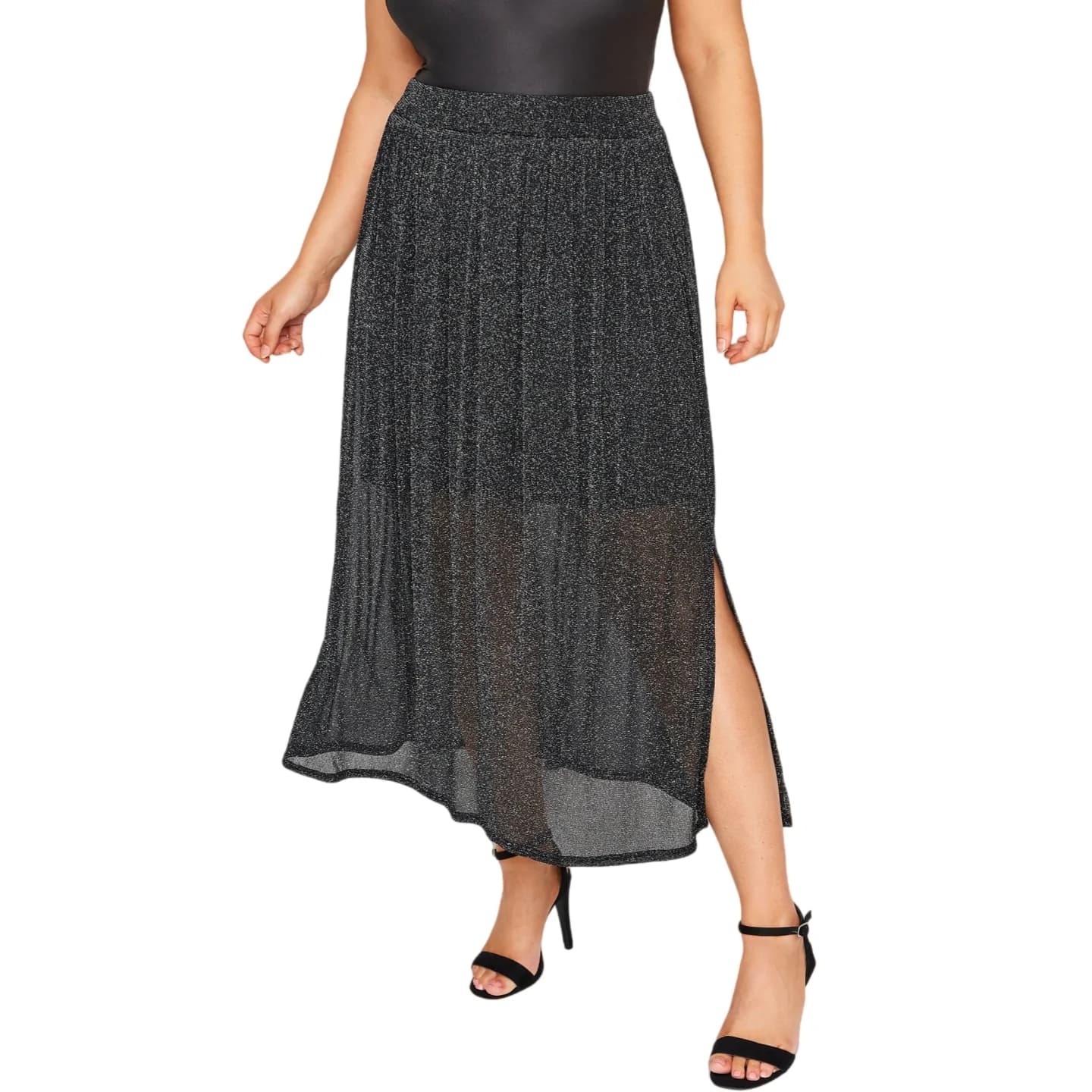 Femmes grande taille été élégant brillant paillettes jupe taille élastique Midi jupe de fête avec fe