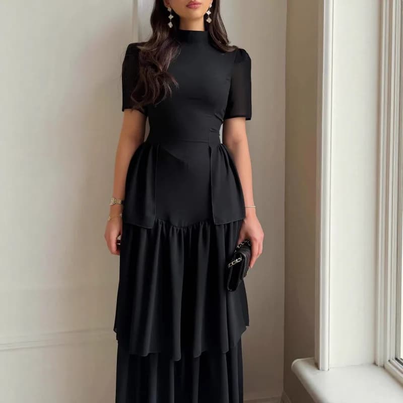 Robes Élégantes 2026 pour Femme – Robe de Soirée, Mariage, Cérémonie – Style Rétro, Manches Courtes,