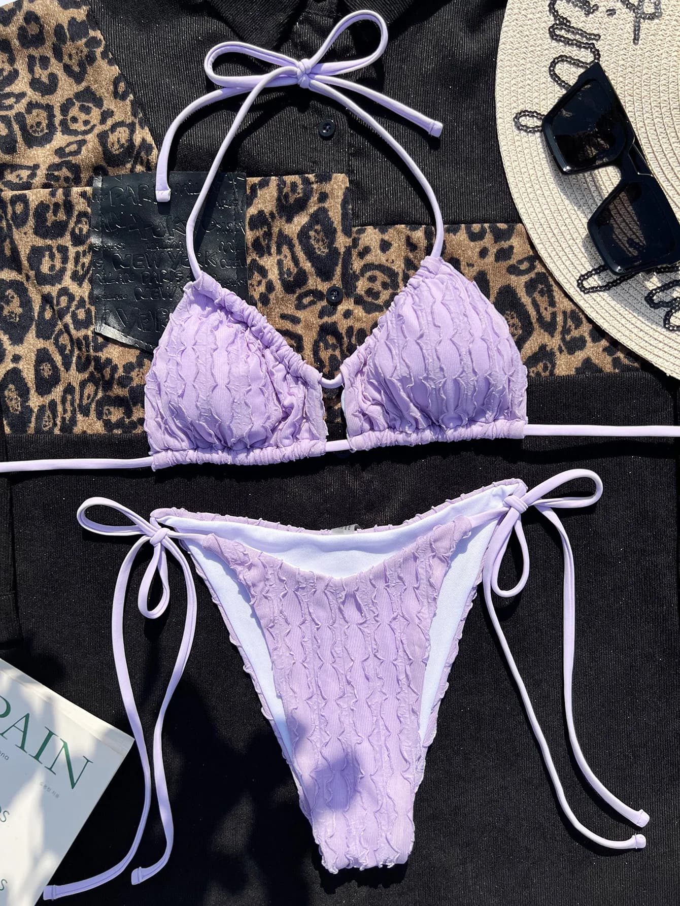 Maillot de bain violet pour femmes, sexy, réglable, ensemble deux pièces, bandage, solide, pour la p