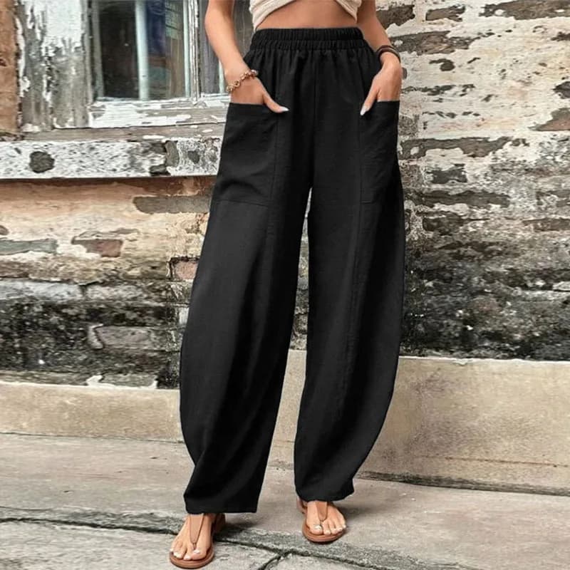 Krisstargirl 2025 pantalons grande taille pour femmes été élasticité taille avec poches Baggy pantal