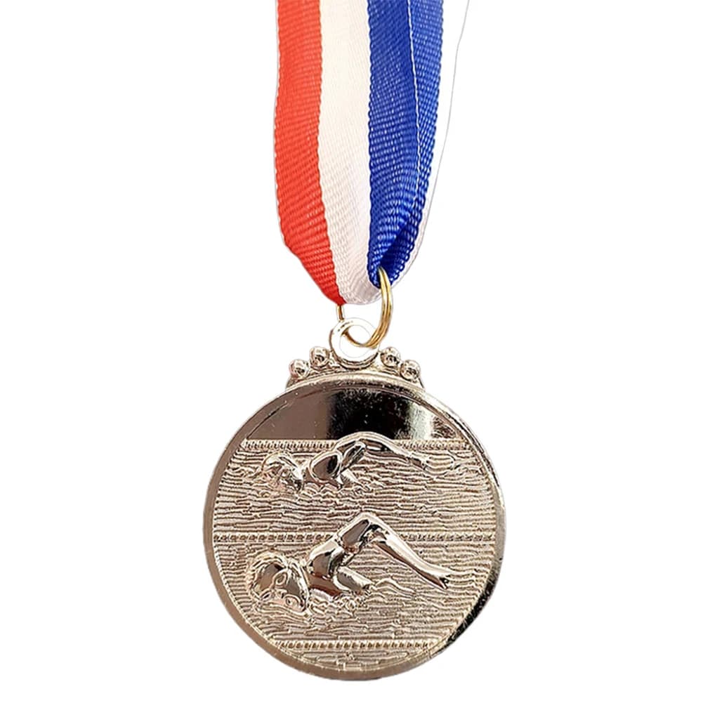 Médaille de natation de 5cm, prix de compétition avec ruban de cou, médailles gagnantes en métal, mé