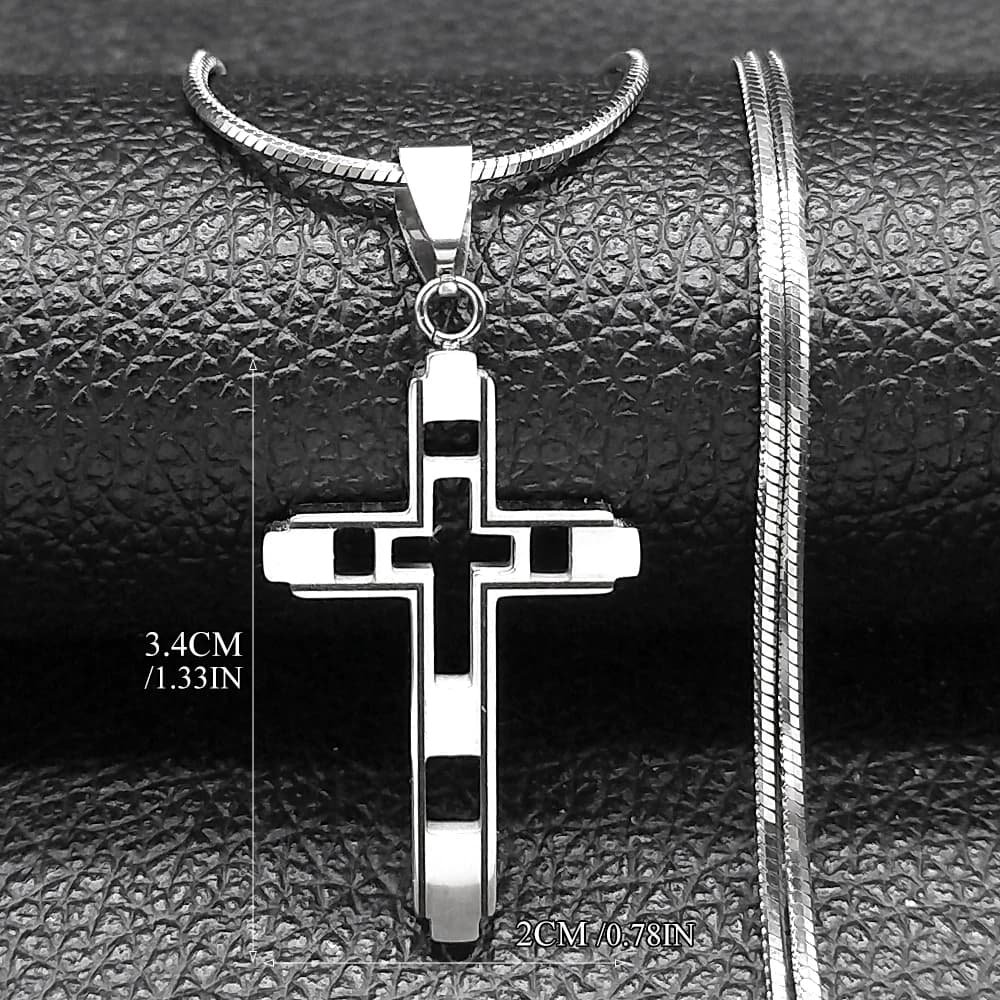 Collier ras du cou en acier inoxydable pour hommes, croix, couleur or, chaîne, bijoux, N1173S02