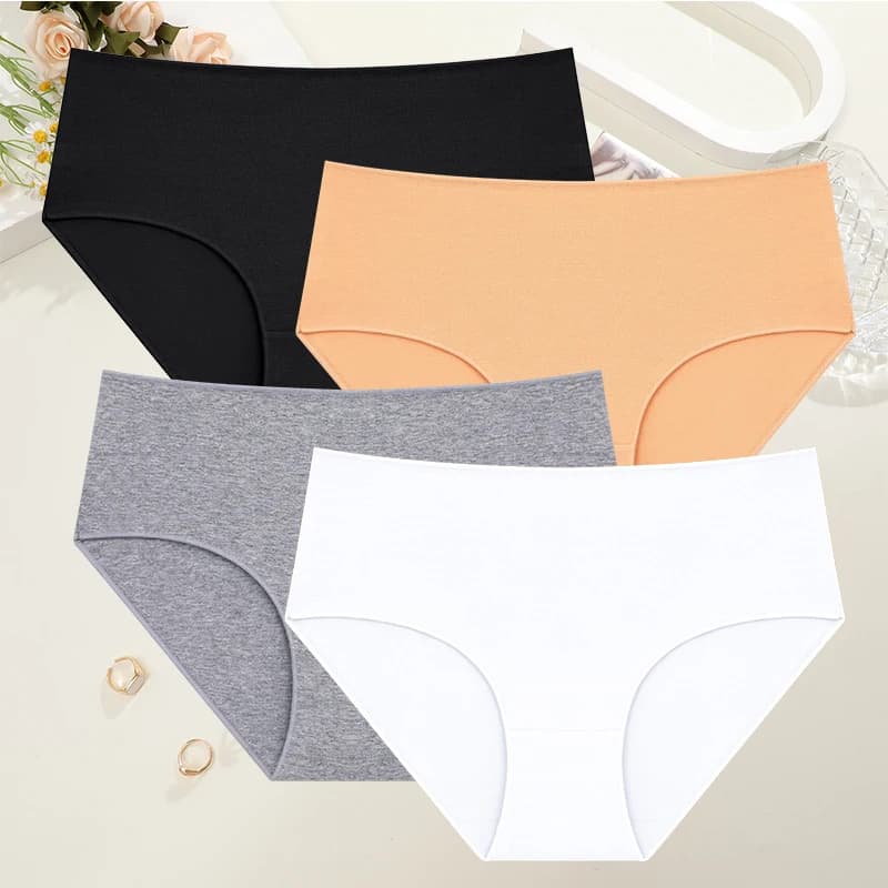 4 pièces/ensemble confort coton culottes femmes taille haute slips sous-vêtements sans couture respi