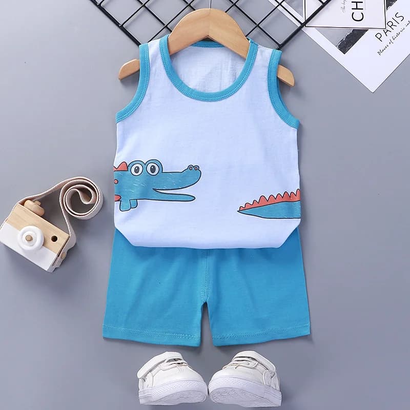 Ensemble de vêtements d'été en coton émaillé pour enfants, Économie et shorts pour bébés, haut en fi