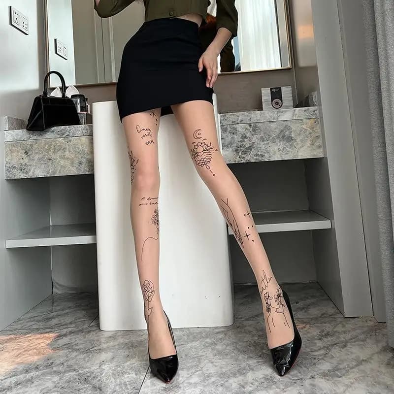 Collants à taille haute transparents à imprimé floral, respirants, pour usage quotidien, élastiques,