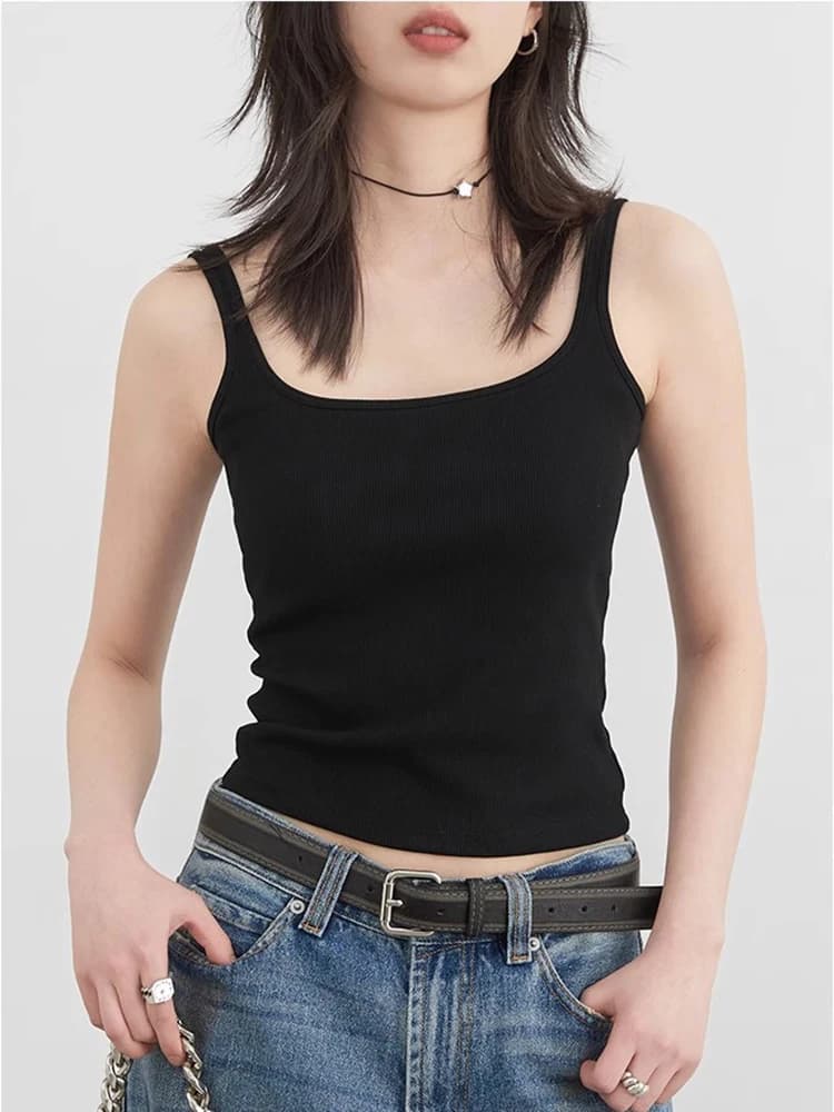 CHIC VEN Débardeurs Femme Tendance, Gilet Tricoté Uni Ajusté Décontracté avec Coussinet de Poitrine,