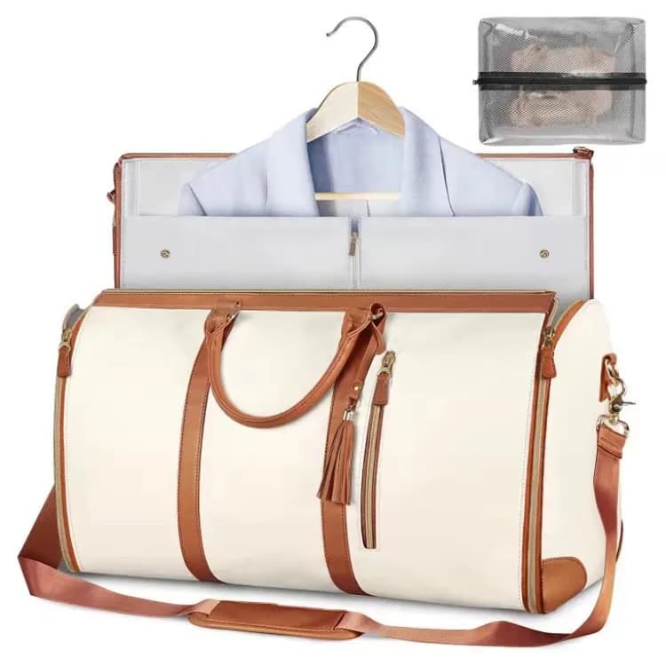 Valise pliante en cuir PU de grande capacité pour femmes, bagage à main personnalisable, sac de voya