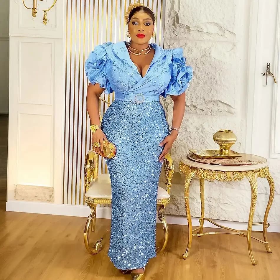 Robe de soirée grande taille pour femmes, tenue africaine de luxe à paillettes, élégante, turquie, l