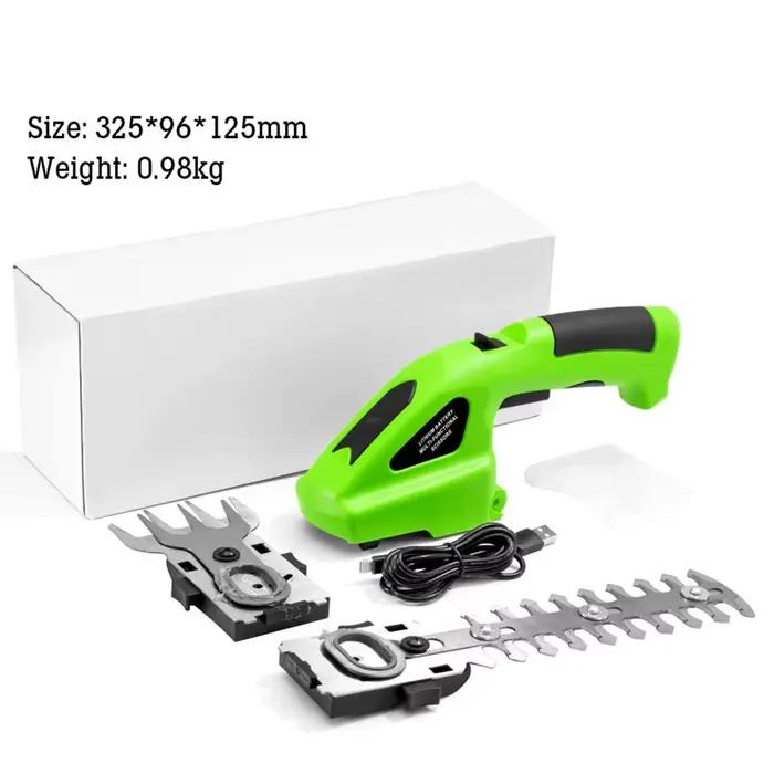 Taille-haie électrique sans fil 2-en-1 rechargeable, coupe-herbe électrique, scie de désherbage, cis